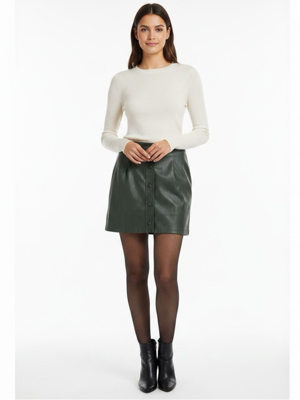 Lulu’s NWT Faux Leather Mini Skirt, Size Small Green